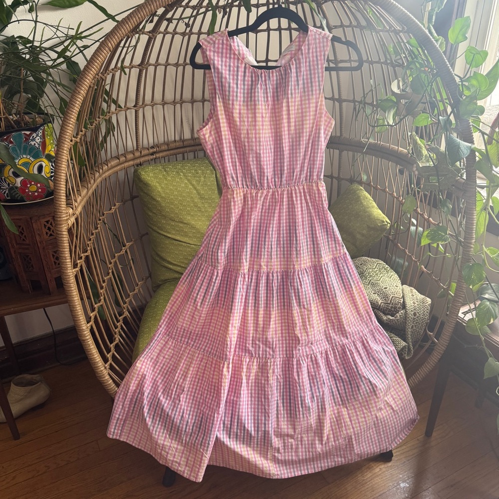 Pink and White Gingham Sleeveless Dress